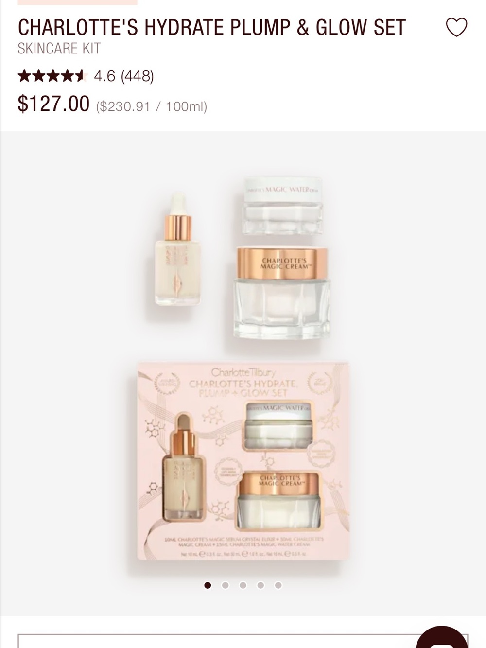 Charlotte Tilbury Pink and Rose Gold Hydrate & Glow Skincare Set
